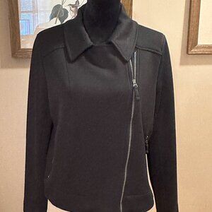 Max Studio; Black Knit, Moto-style Jacket, SZ L NWT